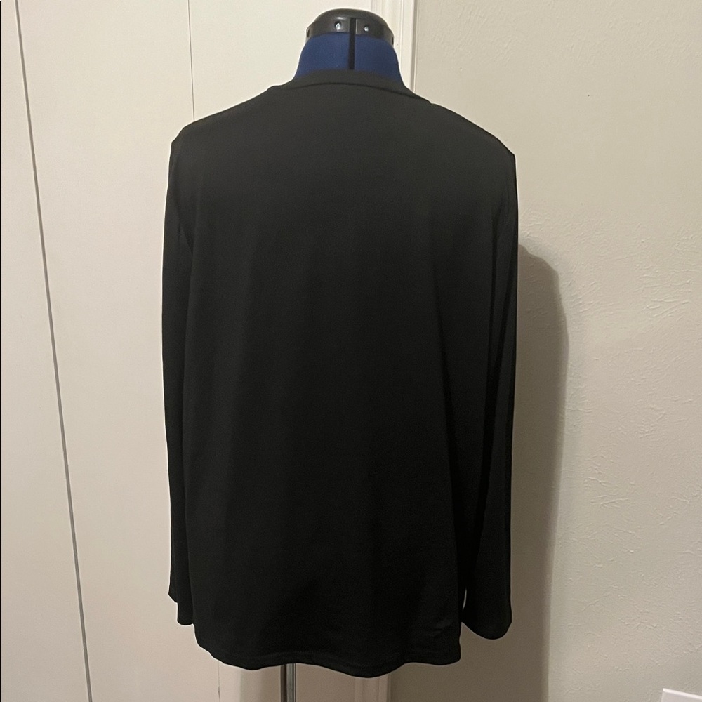 Merry Christmas Leopard Animal Print Long Sleeve Black Crew Neck Shirt | Size XL - Picture 2 of 9